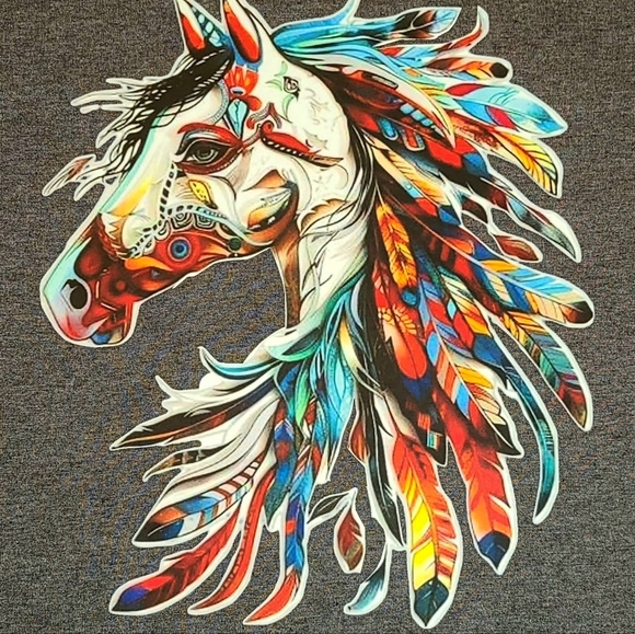 Native Feathered Horse Graphic Tee – Western Boho T-Shirt for Women - Picture 4 of 14